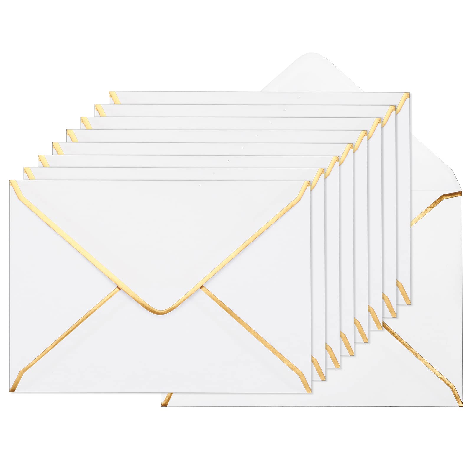 Photo 1 of Ctosree 100 Pack 4x6 Envelopes with Gold Border for Wedding Invitation A6 Luxury Envelope for Greeting Cards Postcard Envelopes Photo Envelopes for Weddings, Invitations, Bridal Shower (White)