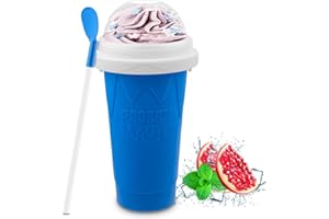 FANLORY Slushie Maker Cup - DIY Magic Slushy Maker Squeeze Cup for Homemade Milk Shake Ice Cream Maker, Portable Smoothie Squeeze Cup for Juices and Milk, Birthday Gifts for Friends&Family (Blue)