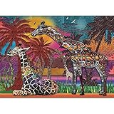 JaCaRou Puzzles Rainbow Giraffes 1000 Pieces Jigsaw Puzzle