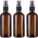 Hydior Empty Amber Glass Spray Bottles 4 oz for Essential Oils, Small Mist Spray Bottles 3 Pack