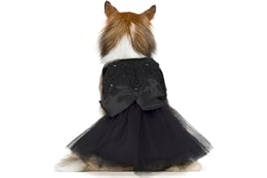 QBLEEV Dog Dress - Medium Dog Wedding Attire, Bowknot Lace Tutu Skirt, Princess Dress for Puppy Dog Bride