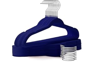 Uinicor Kids Hangers 50 Pack,14 Inch Kids Velvet Hangers Slim & Space-Saving,Baby Clothes Hangers with 360 Swivel Hook,Heavy Duty Hanger for Infant & Childrens Coats, Pants,and Dress (Dark Blue)