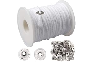 PENGXIAOMEI 200 Feet Candle Wicks Roll, 24 PLYBraided Candle Wicks Natural Cotton Candle Wick Core Spool and 100 Pcs Metal Candle Wick Sustainer Tabs for Candle DIY Craft Candle Making Kit