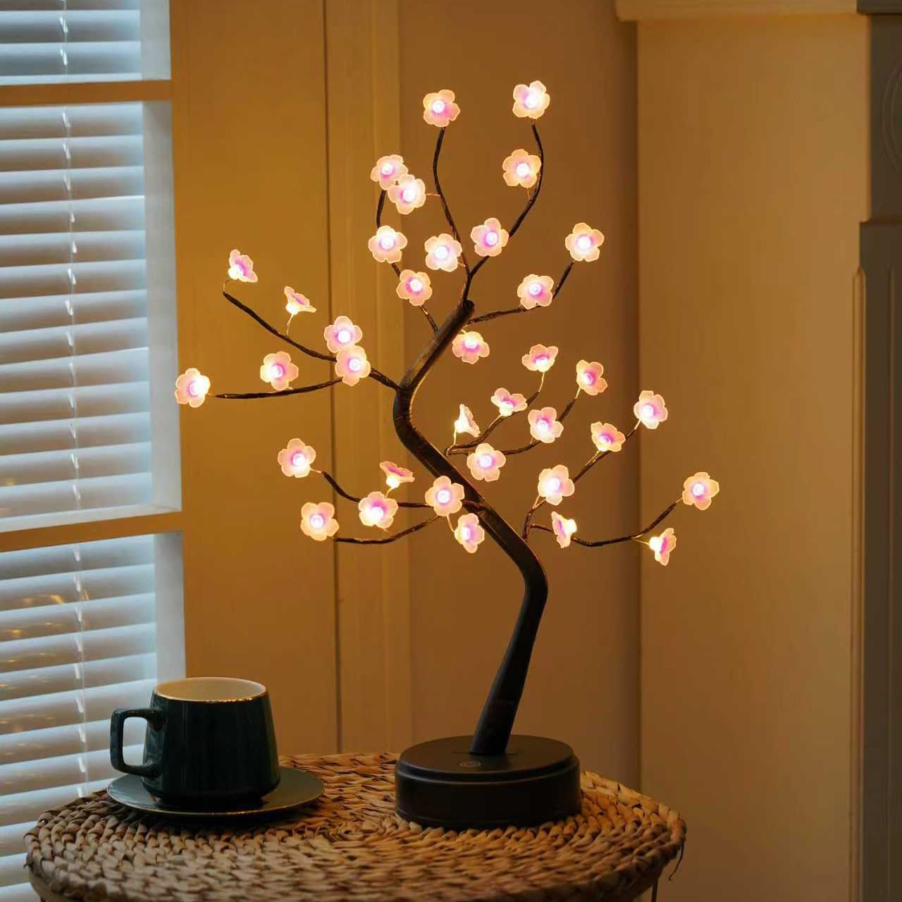Photo 1 of 18inch 36 LED Cherry Blossom Twinkle Tree Lamp, Battery/USB (3AA&USB) Operated Lamp Twinkle Trees Indoor Christmas (Warm White)