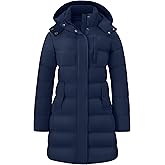 wantdo Women's Mid-Length Lightweight Puffer Jacket Warm Windproof Winter Coat