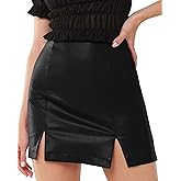 MANGOPOP Women's Basic High Waist Faux Leather Bodycon Mini Pencil Skirt