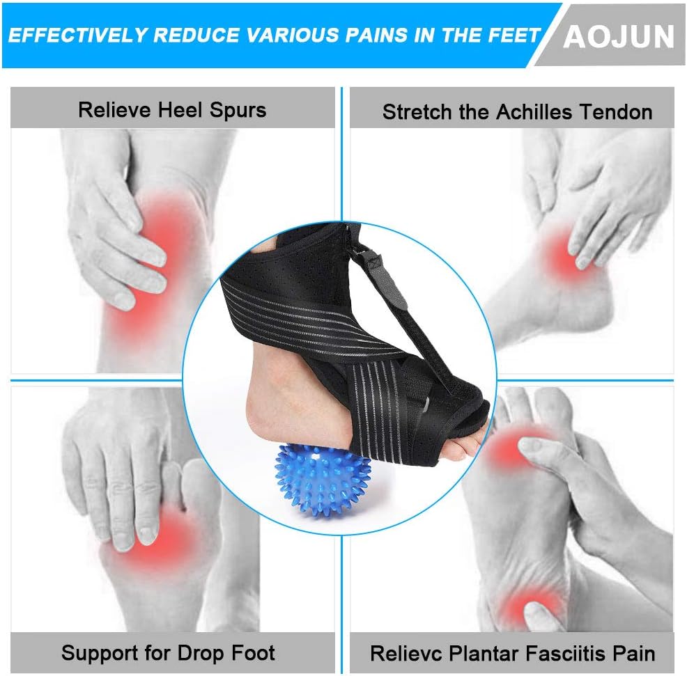 Aojun 8 pcs Plantar Fasciitis Night Splint Planters Facitis Support for Ankle Brace Foot for Plantar Fasciitis-Black: Health & Personal Care