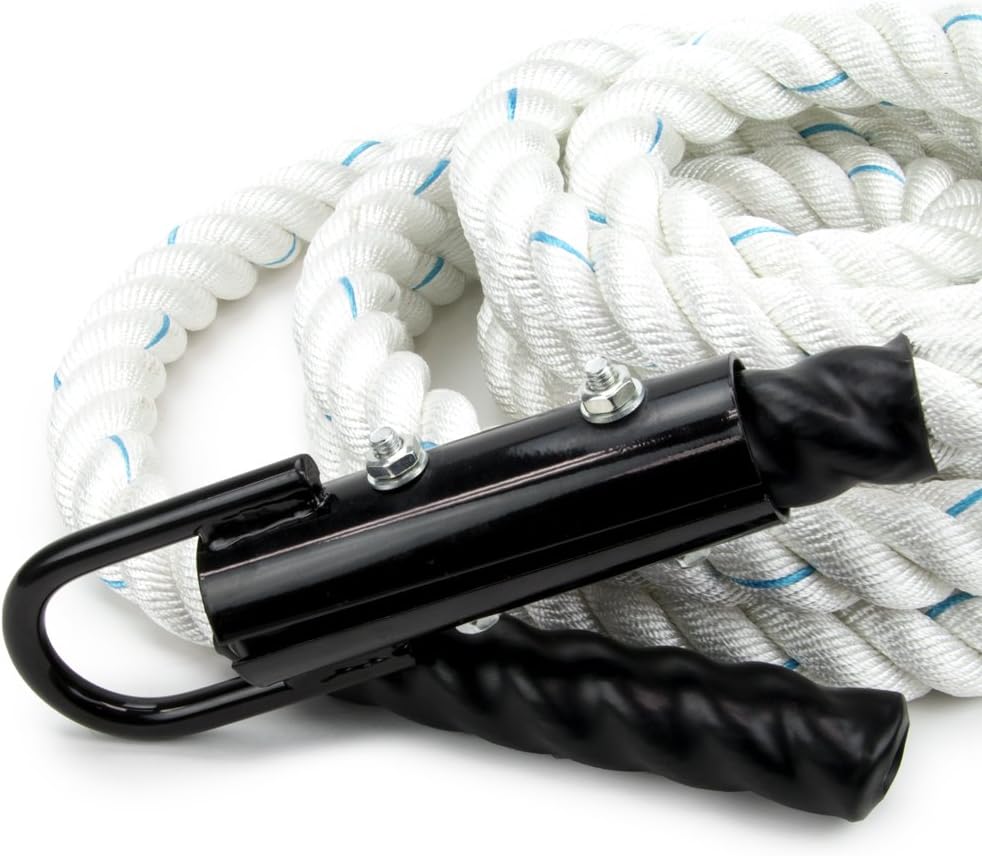 Crown Sporting Goods 1.5 Polydac Gym Climbing Rope, White - Fitness Equipment with Carabiner Eyehook for Physical Education, Strength Training, Coaching, Student Athletes, or Home Workouts : Sports & Outdoors