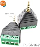 CablesOnline 2-Pack 3.5mm (1/8") Stereo TRRS Male Jack to AV 4-Screw Terminal Block Balun Connectors, PL-CN16-2