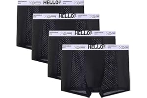 nocmosi Hello Underwear for Men, Mens Ice Silk Mesh Boxer Briefs, Men's Breathable Nylon Trunks for Gym, Travel, Daily Wear