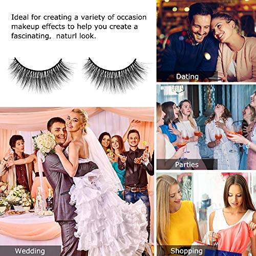 3D Fake Eyelashes, 4 Pairs Reusable 3D Handmade False Eyelashes Set for Natural Look with False Lashes Tweezers