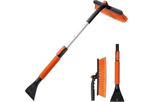CGACOL Car Snow Brush with Ice Scraper for Windshield Large Brush Extendable Length 35inch Rod Car Snow Remover Windshield Sn
