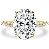RODIFFY 5.0/8.0CT Excellent Oval Cut Engagement Ring,D-Color VVS Big CZ Gemstone S925 Promise Ring