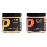 Pinch Magic Sugar-Free Psyllium Husk Fiber, Lemon Ginger &amp; Tropical | One jar of each flavor. Prebiotic psyllium husk with bromelain, vitamins C &amp; D. Vegan, gluten-free, mixes smooth.