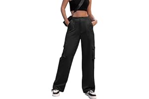 ZMPSIISA Women High Waisted Cargo Pants Wide Leg Casual Pants 6 Pockets Combat Military Trousers
