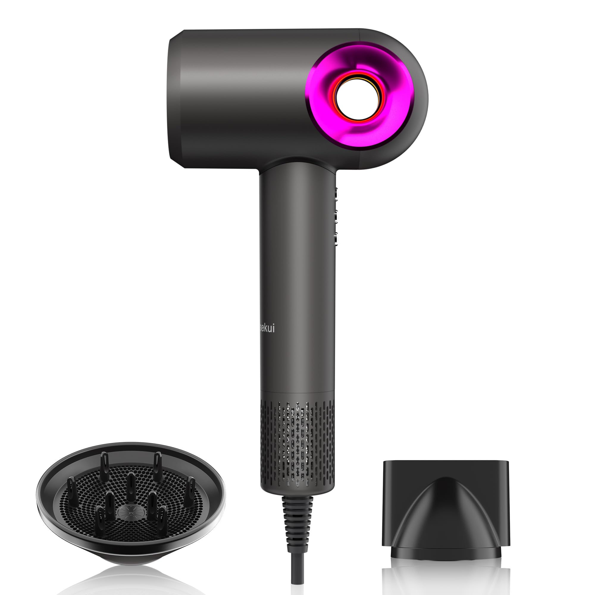 Photo 1 of Hair Dryer, High-Speed Ionic Low Noise Blow Dryer with Diffuser for Fast Drying, Professional 504 Millions Negative Ionic Thermo-Control Hairdryer, Travel with Magnetic Diffuser & Nozzle