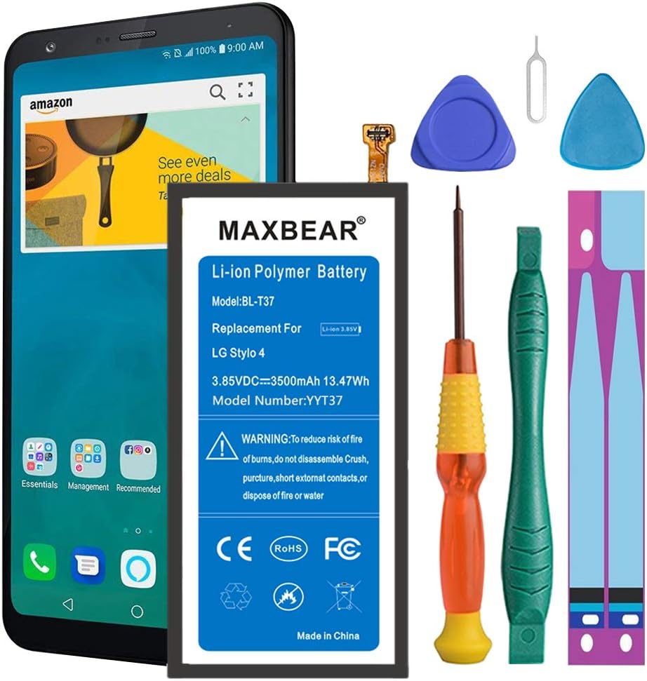 Lg Stylo 4 Battery Upgraded Maxbear 3500mah Li Polymer Battery Bl T37 Replacement For Lg Stylo 4 Q710 Q710al Q710ms Q710ts Q710cs Q710al Q710us With