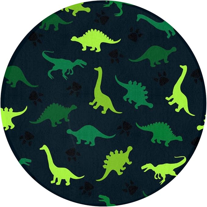 Alfombra redonda de gran área para corredores coloridos de dinosaurios