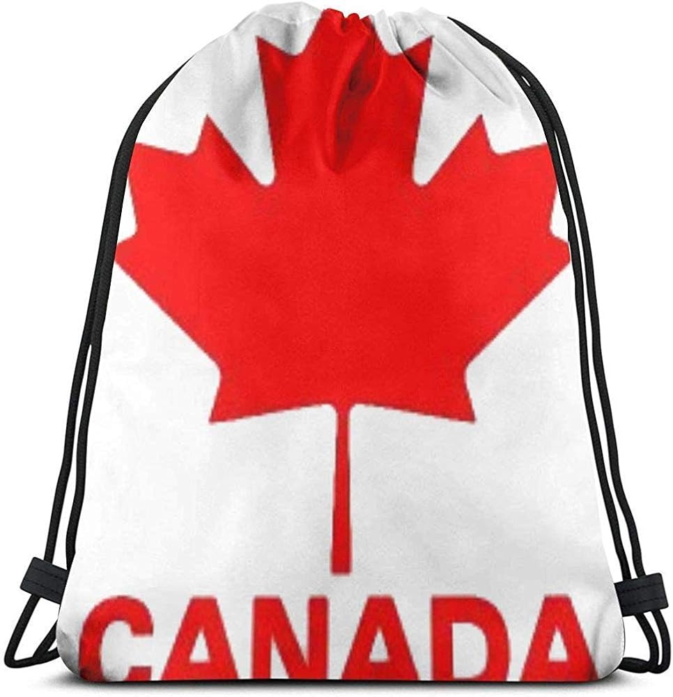 GLDY Drawstring Backpack Canadian Flag Canada Maple Leaf Print