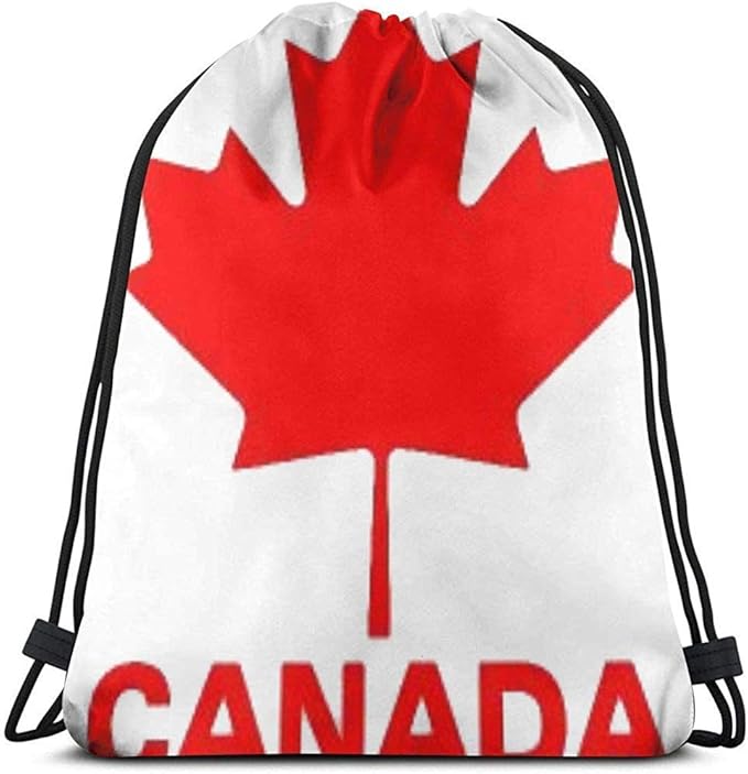 GLDY Drawstring Backpack Canadian Flag Canada Maple Leaf Print