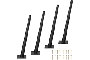 LOSODONA 16 Inch Table Legs Oblique Furniture Legs Set of 4 Metal Table Legs Modern Style Sofa Legs Chair Legs Heavy Duty Sofa Replacement Feet for Couch, Nightstand, Ottoman, Cupboard (Black)