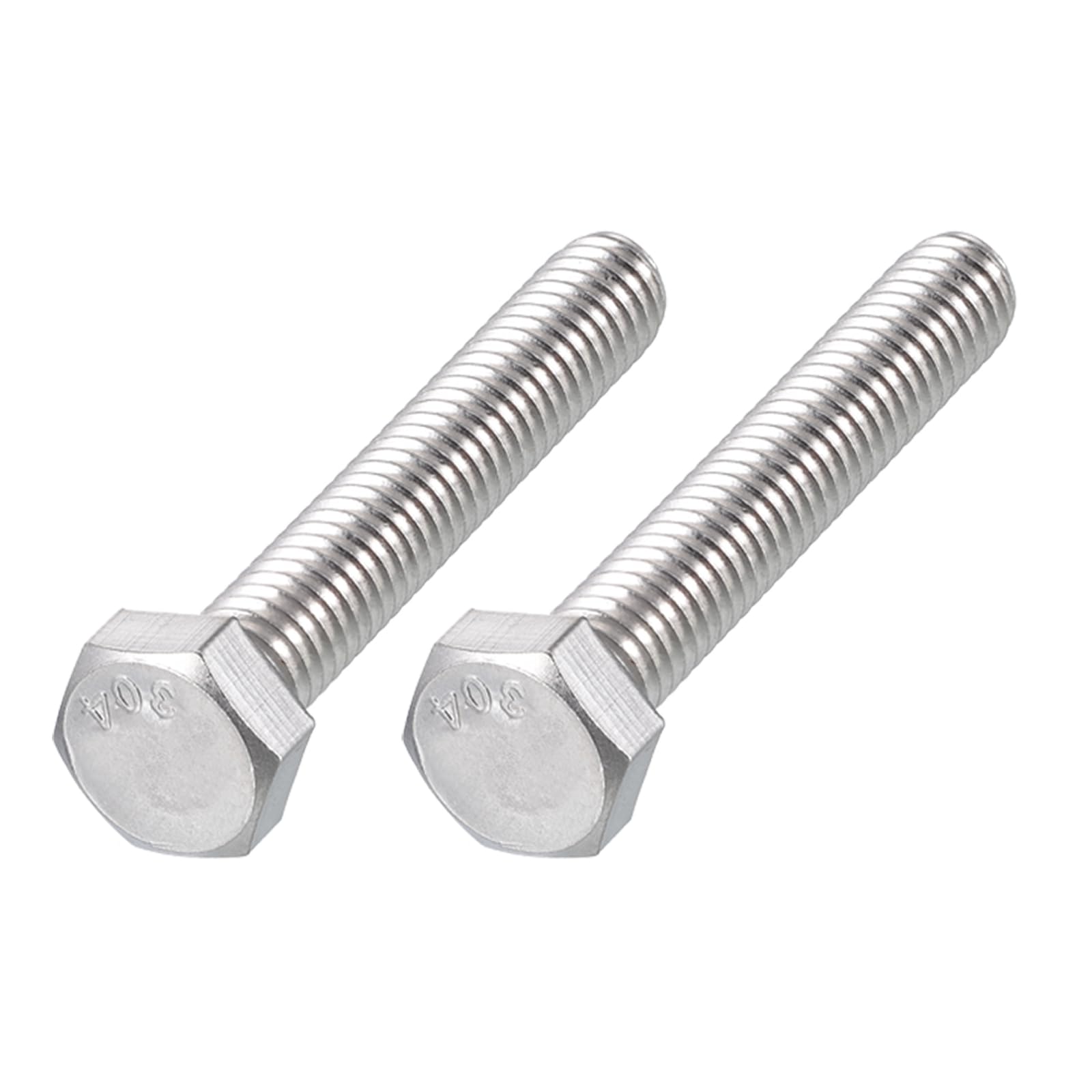 METALLIXITY Hex Head Bolts (5/16-18 x 2") 2Pcs, 304 Stainless Steel 18-8, Fully Threaded, External Hex Drive, Plain Finish, Hex Head Screw Bolt, Silver — image 1