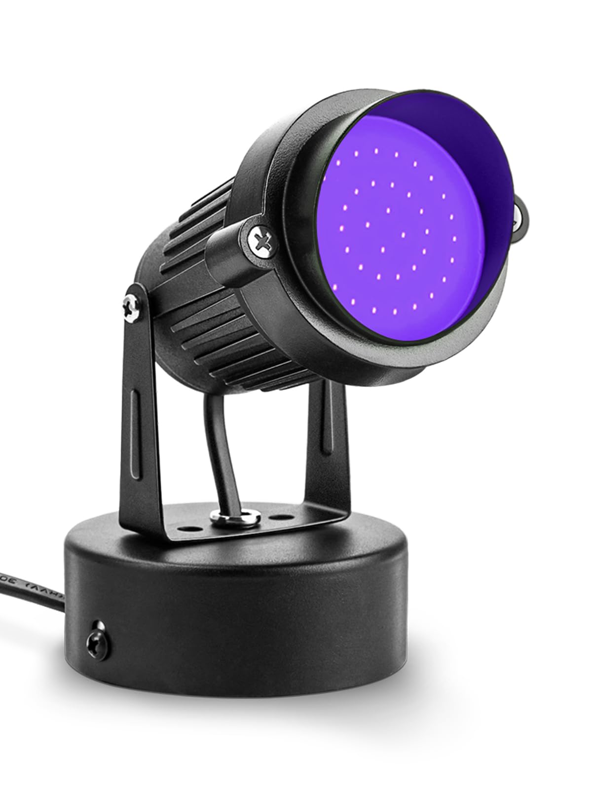 Photo 1 of DOREIO Halloween LED Blacklight Spot Lights Indoor 15W Accent Lighting Up Lights Indoor Spotlight Lamp 120V Uplighting Decor with US Plug FT Cord with Floor Foot Switch (1 Pack with Base &Stake)