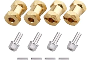 FriHobby Brass 12mm Wheel Spacer Wheel Hubs Extension Drive Adapter for Axial SCX10 & SCX10 II 1/10 RC Crawler (18mm)