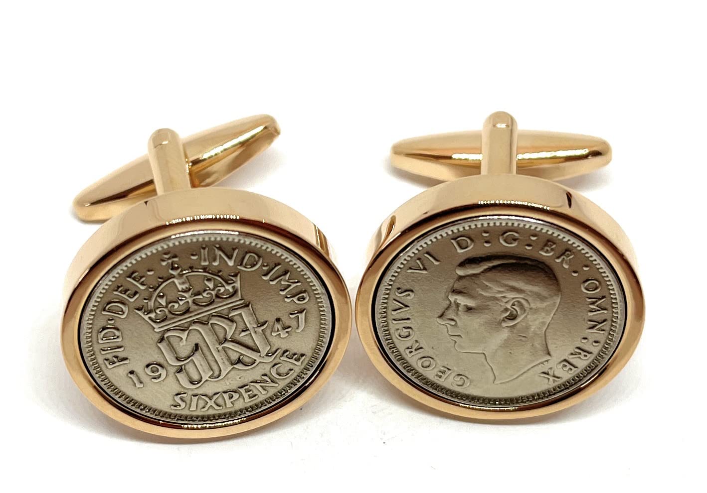 Luxury 1947 Original Lucky Sixpence 6d birthday/Anniversary Cufflinks ideal for a 79th birthday HT RoseG