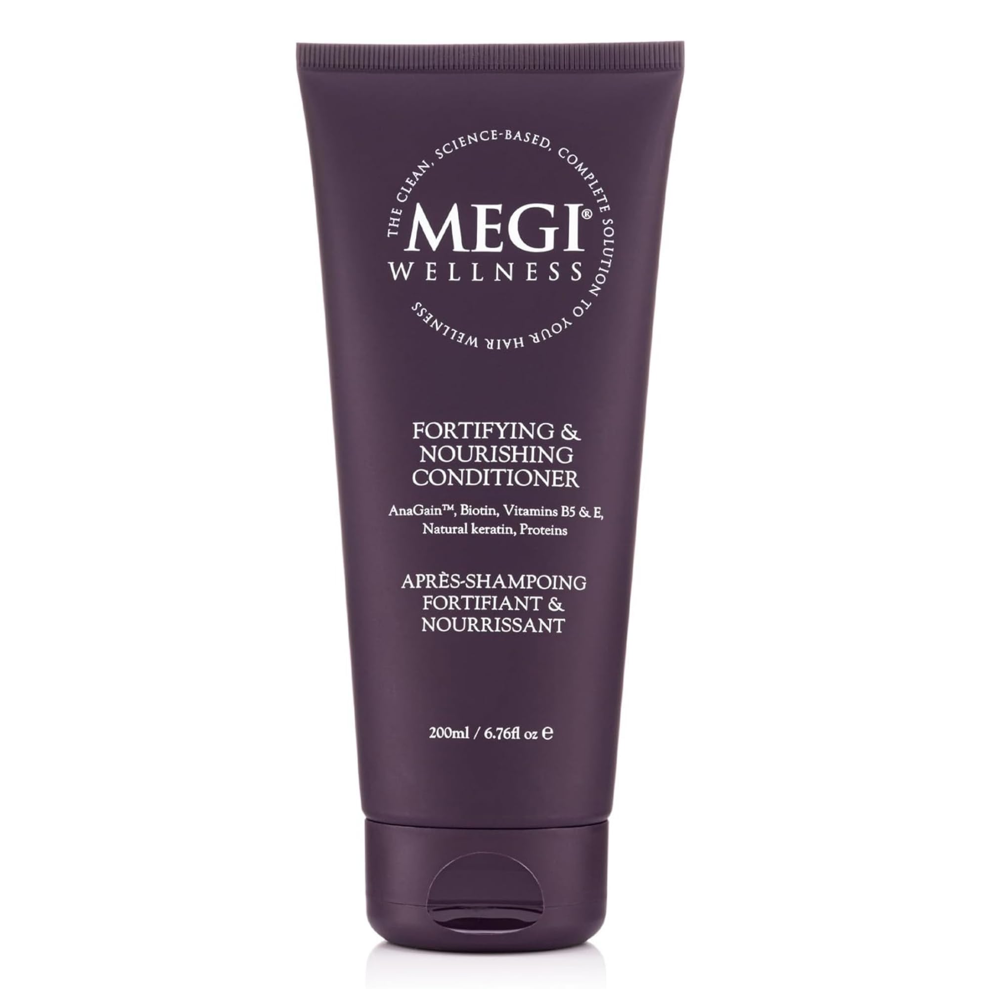 MEGI WELLNESS Fortifying & Nourishing Hair Growth Conditioner – Natural Intensive Conditioning with Biotin, AnaGain™, SymHair® – For Thinning, Damaged, Dry Hair – Vegan, SLS-Free – Men & Women (200ml)