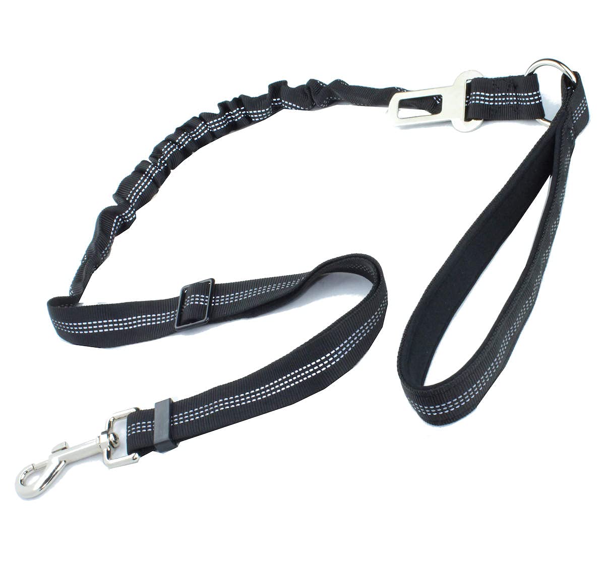 Go Buyer Extra Long Dog Seat Belt for Car Dog Lead Headrest Harness with Reflective and Adjustable Heavy Duty Nylon Strap and Anti-shock Elastic Bungee (Black)