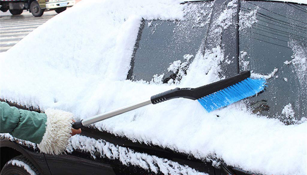 HeziCat 3 in 1 Snow Brush and Ice Scraper,Extendable Snow Brush with Squeegee & Ice Scraper Extendable Snow Brush Snow Brush Winter Deicing Tool (Blue)