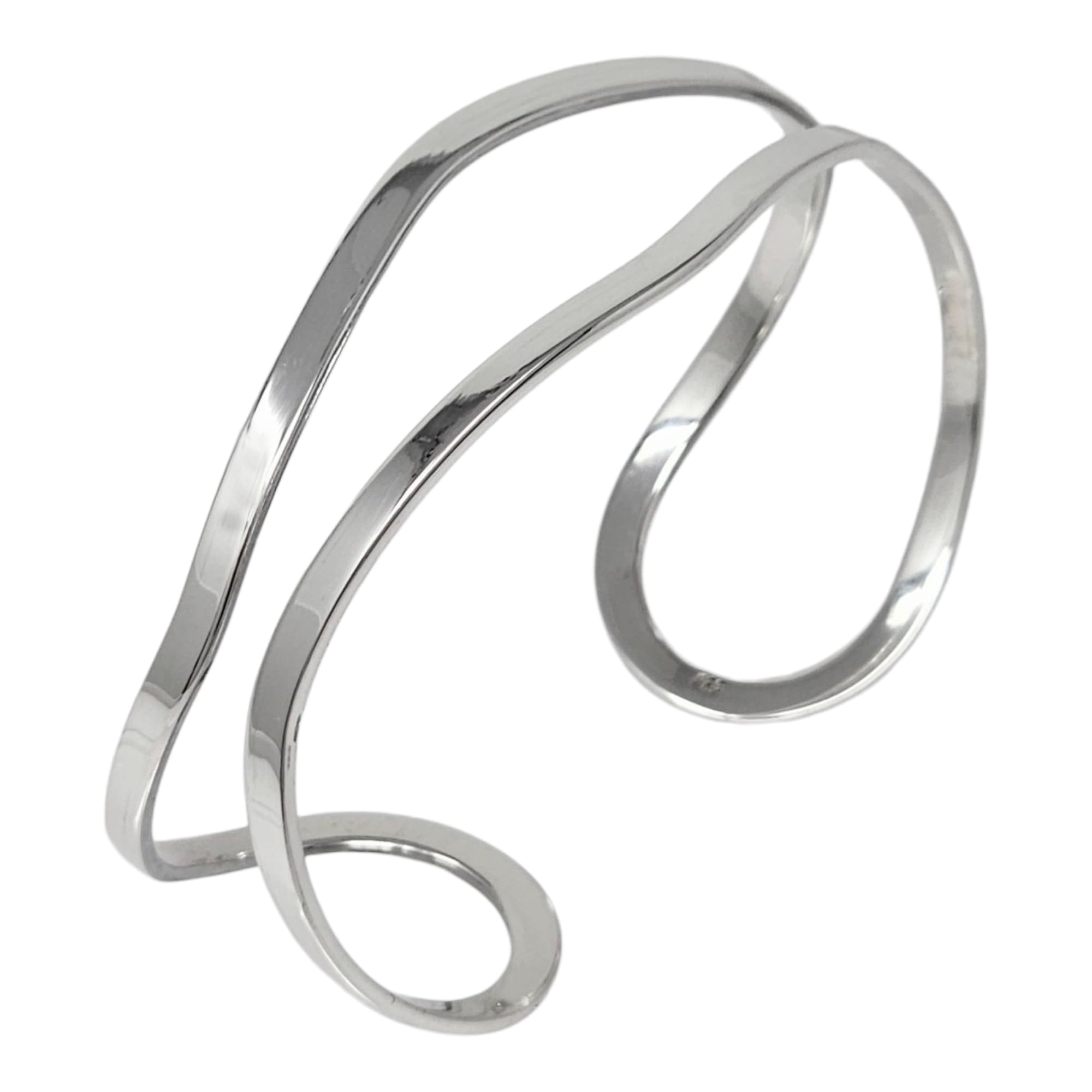 Treasure Bay Stunning 925 Sterling Silver Cuff Bangle Bracelet for Women Ladies and Girls
