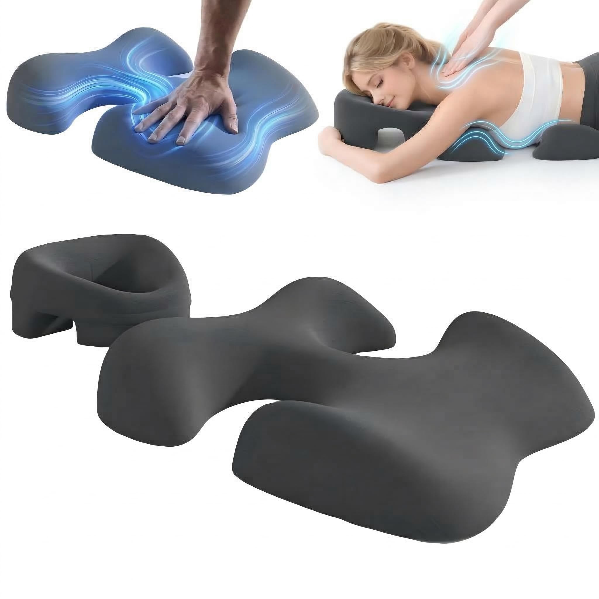 Photo 1 of Aurezno Breast Pillow for Massage Table & Face Down Massage Pillow - Massage Bolster Kit for Bed, Chest Cushion Set for Stomach Sleeping, Abdominal Support, Home Salon Use