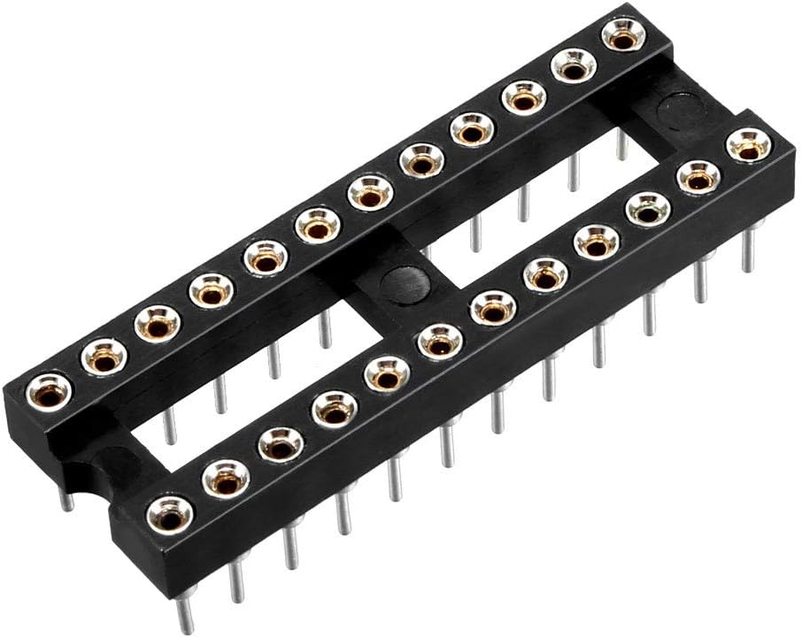 sourcing map 2pcs DIP IC Chip Socket Adaptor Solder Type 2.54mm Pitch Dual Row 24 Round Pins 7.62mm Row Pitch