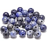 AD Beads Natural Gemstone 8mm Round Loose Beads Big Hole 2.5mm Sized 40pcs (Sodalite)