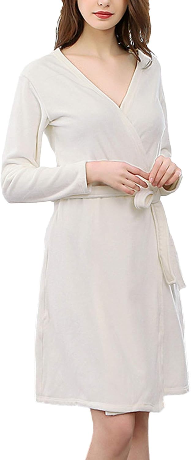 Damen Nachthemd Kurzarm | V-Ausschnitt Baumwolle-Modal | Bequem Schlafkleid