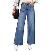 Cicy Bell Womens High Waisted Straight Leg Jeans Trendy Loose Denim Pants with Pockets