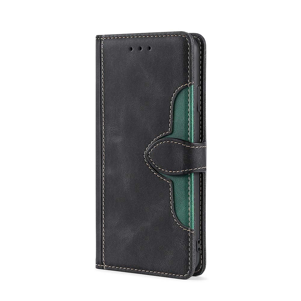 Leather Folio Case for TCL 30SE/305/306 Card Slots Kickstand TCL 30SE/305/306 Wallet Case(Black)