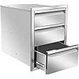 AHLOKI Outdoor Kitchen BBQ Drawer, 16W x 21H x 23D Inch, Silver, Fitted, Heavy Duty, Stainless Steel, Adult, Unisex, Long Sleeve, All Seasons
