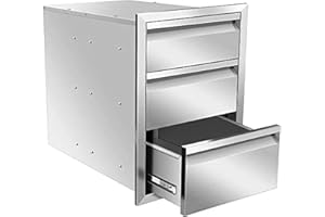 AHLOKI Outdoor Kitchen Drawers Stainless Steel Flush Mount BBQ Single Drawer for Outdoor Kitchen Island, Or Patio Grill Station,16W X 21H X 23D Inch