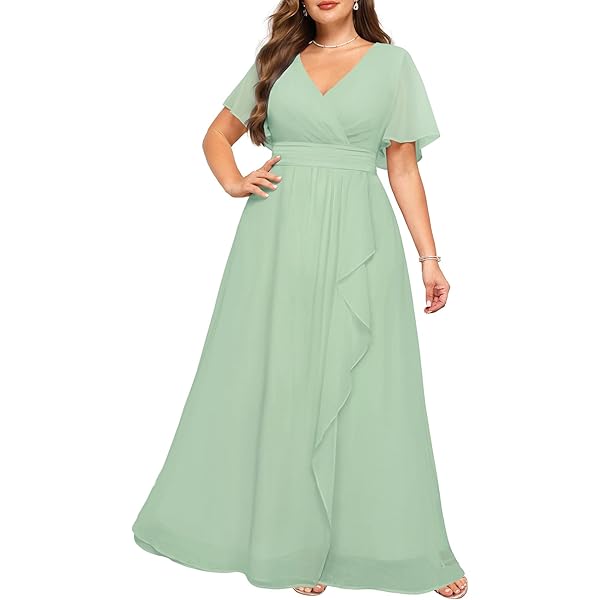 jkara plus size evening dresses Ever-Pretty Inclusive 2026 Sparkly and Shine Plus Size High-Low A-Line Front Slit Evening Dress