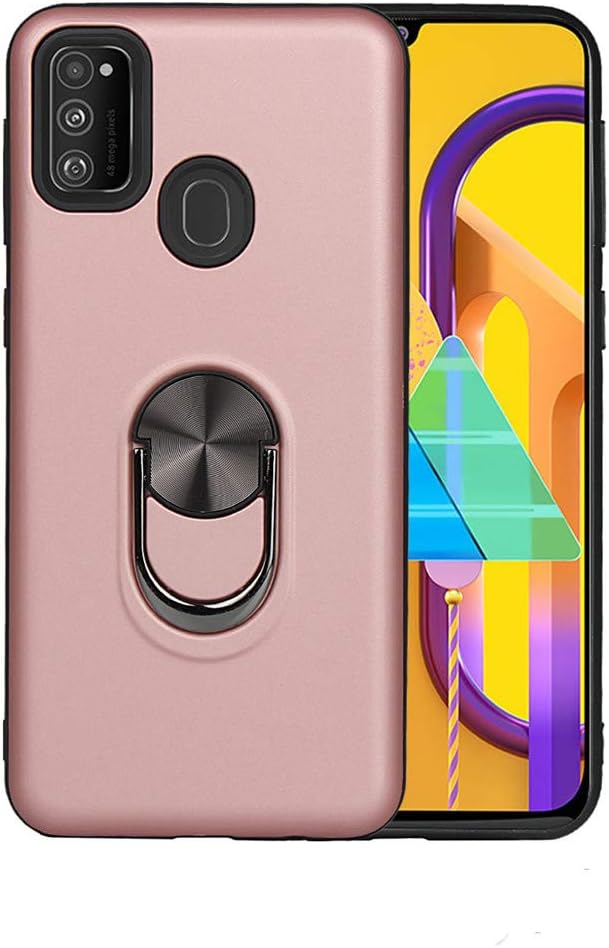 Compatible with Samsung Galaxy M30S case/Galaxy M30s case,Anti-Scratch & Shock-Absorption Case with 360 Rotatable Ring Kickstand Work with Magnetic Car Mount,case for Galaxy M30s (Pink)