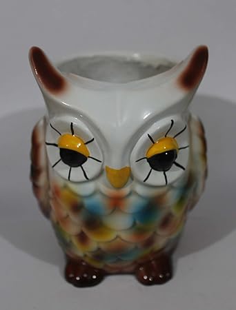 Odishabazaar Owl Ceramic Flower Pots Decorative Bonsai Pots Succulent Plant Planter Vases for Home and Garden (#79)