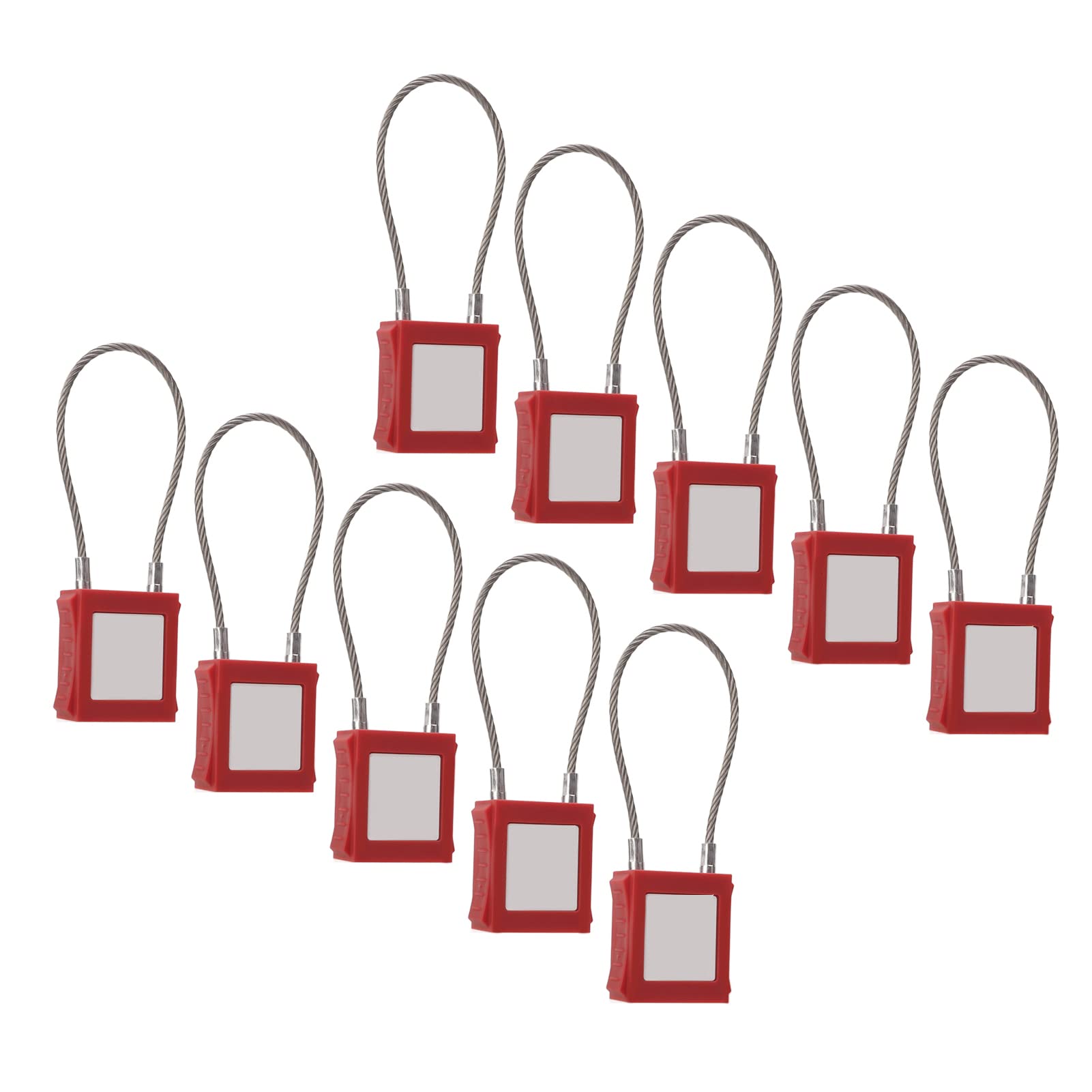 10 Sets Stainless Steel Electrical Padlock, Lockout Tagout Cable Lock with Key for Equipment Maintenance