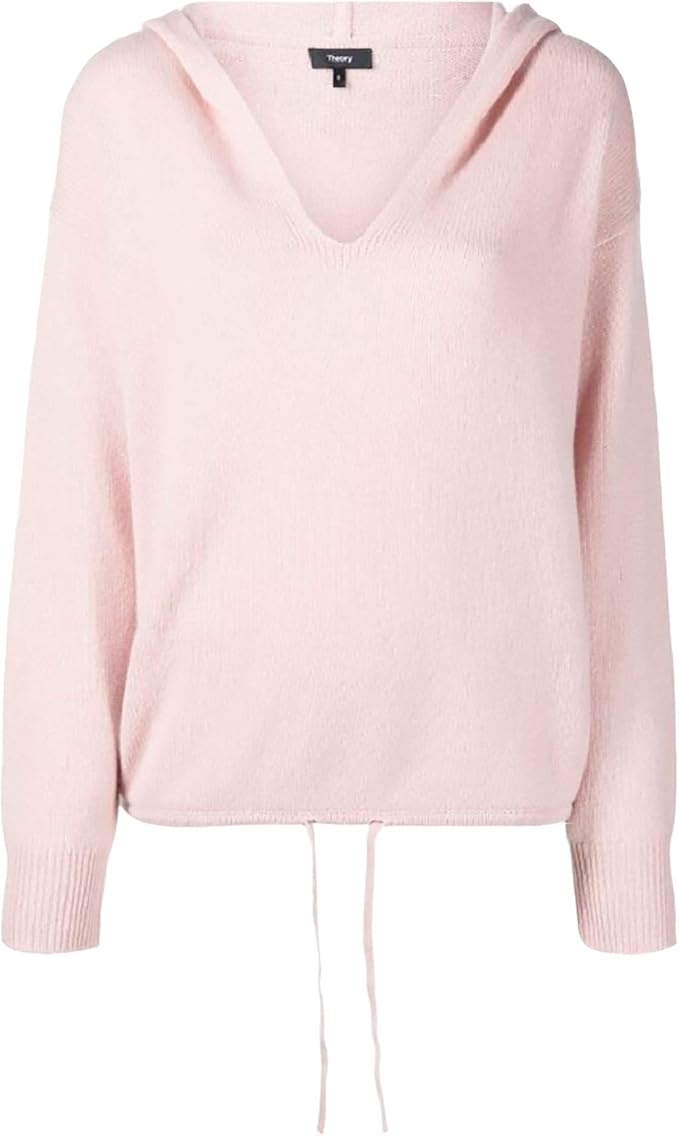 Theory Women's Pastel Pink Cashmere Hoodie Sweater Pullover (M) Amazon