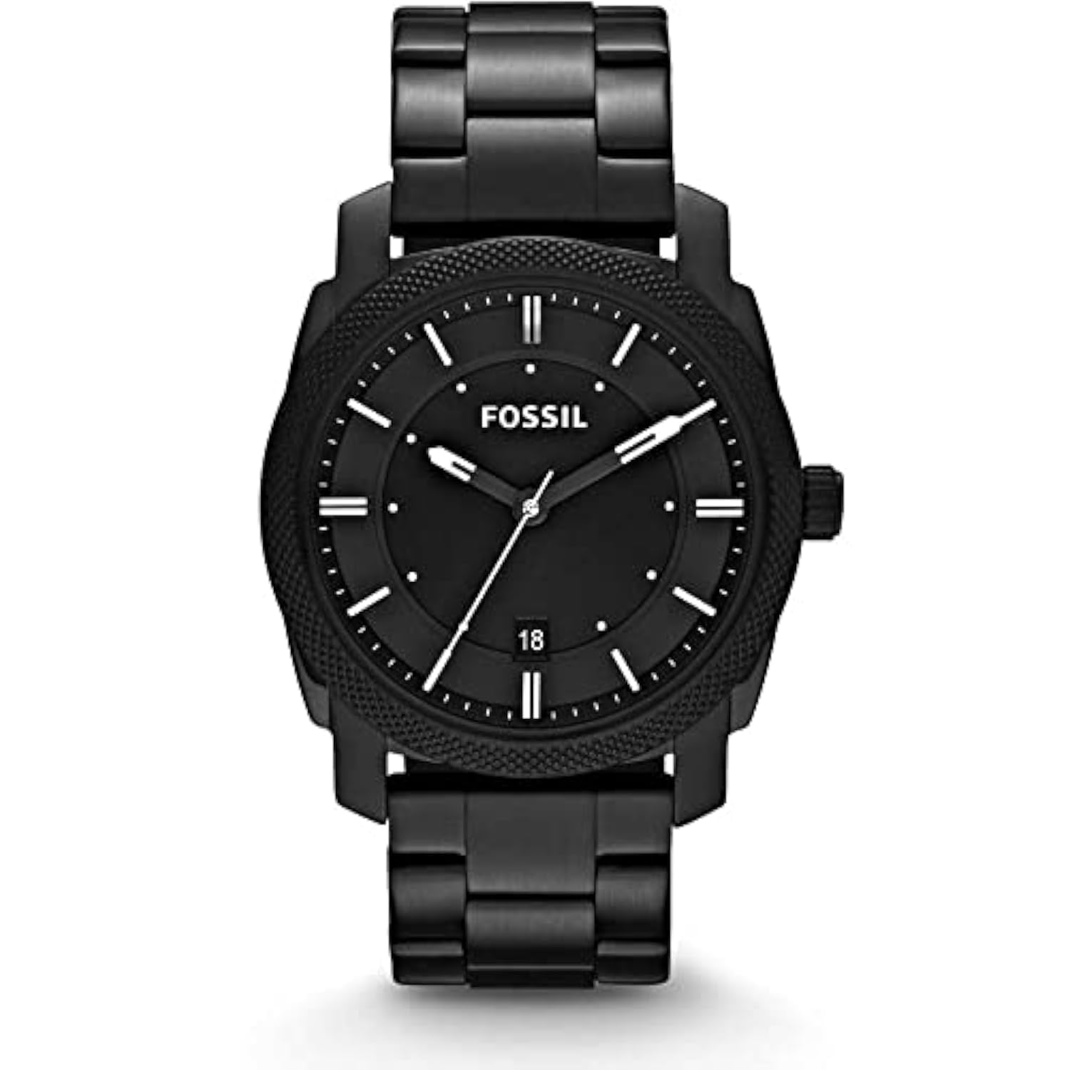 FOSSIL Machine Watch for Men, Quartz movement with Stainless steel or Leather strap, Jet Black, 42 mm