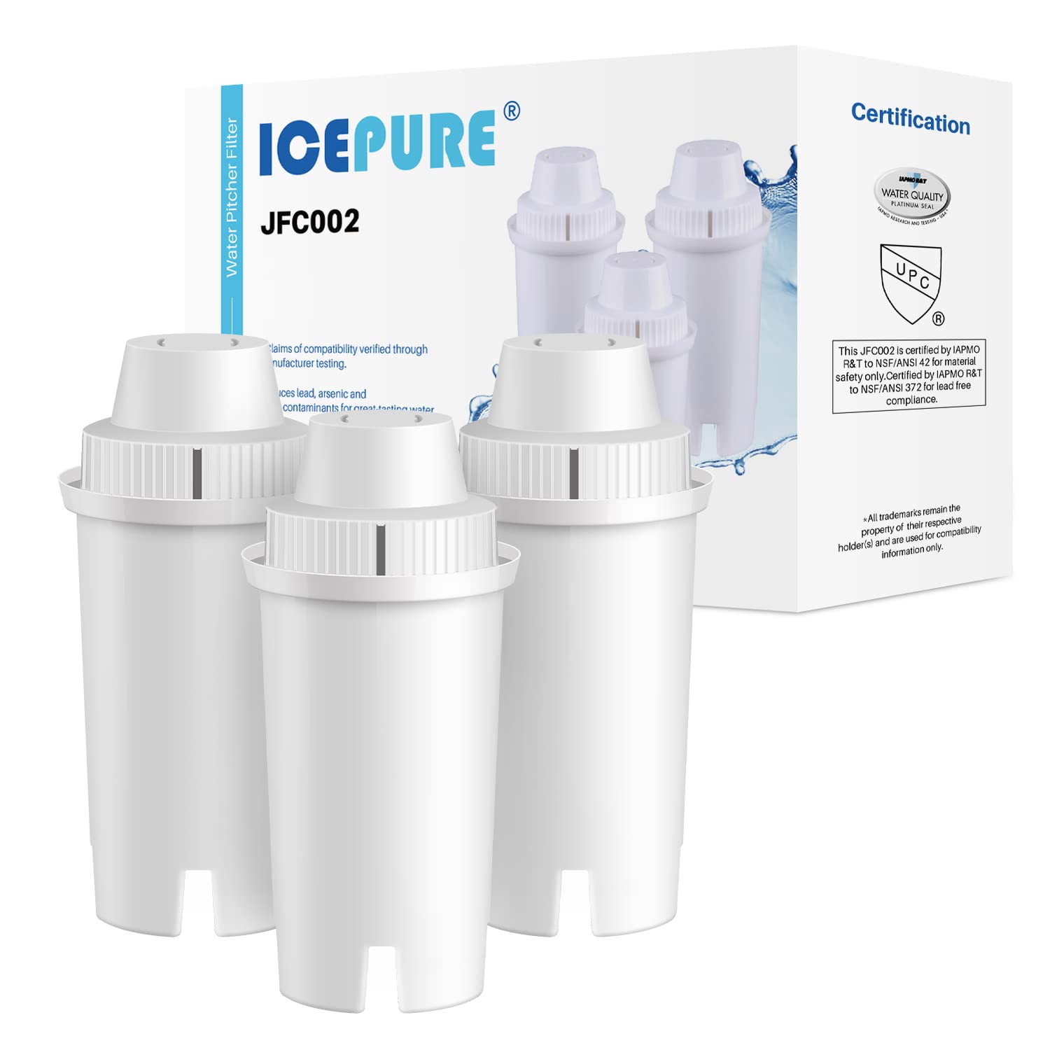 ICEPURE Water Filter Cartridges Compatible with Brita Classic Filter Jugs, Brita Jugs and Dispensers, Classic OB03, Everyday, UltraMax, Metro+, XL, Mavea 107007 35557,3 Pieces — image 1