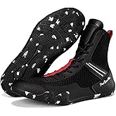 Hiuzylqx Wrestling Shoes Mens Youth Boxing Boots High Top Fighting Training Shoes Lightweight Breathable Non Slip Bodybuilding Boots