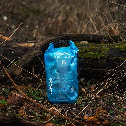 Acrodo New Waterproof Dry Bag - Transparent 10 &amp; 20 Liter Floating Sack for Boating, Camping, Kayaking, Swimming, and Watersports With Shoulder Strap - Keeps Personal Belongings Protected